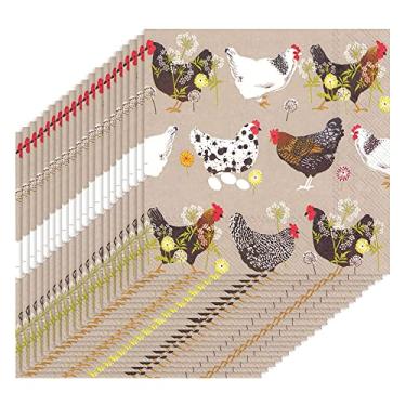 Imagem de Boston International Guardanapos de coquetel de papel de linho para galinhas respingos, 20 unidades ideais, 5 x 5