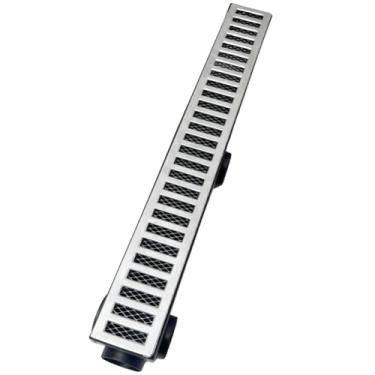 Imagem de Ralo Linear Alumínio 6x50 com Tela Anti Insetos e Coletor preto Multi Saídas 40mm