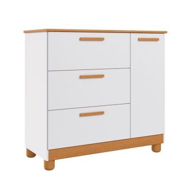 Imagem de Cômoda Infantil 1 PT 3 GV Branca e Nature