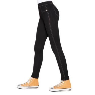 Imagem de Meia-Calça Legging Lupo 02542-001 Jeans - Infantil, P, Preto