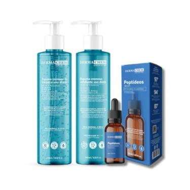 Imagem de Kit Skincare Sabonete + Esfoliante Facial Espuma Cremosa com Aloe Vera e Pró Vitamina B5 240ml+ Sérum Peptideos Anti Olheiras,Linhas Finas Com Efeito Lifting 30ml-Dermachemm
