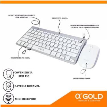 Imagem de Teclado Sem Fio E Mouse USB 2.4Ghz Bluetooth Super Compacto Premium  C