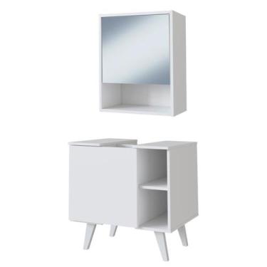 Imagem de Gabinete e Armario Com Espelho Para Banheiro B95 Branco NOVAM - Nova M