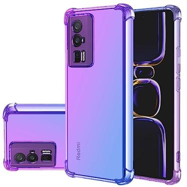 Imagem de Gufuwo Capa para Redmi K60, Redmi K60 Pro 5G/Poco F5 Pro, capa fofa para meninas e mulheres, capa protetora à prova de choque de TPU macio antiarranhões gradiente para Xiaomi Redmi K60 5G (roxo/azul)