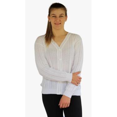Imagem de Casaco Feminino Tricô de Lã Cardigan com Botões G Tamanho Único - Pio 