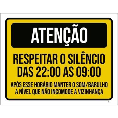 Imagem de Kit 3 Placas Atenção Respeitar Silêncio Vizinhança