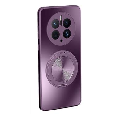 Imagem de HAO RIYLN Capa para Honor Magic 7 Pro/7, suporte de anel magnético, capa de telefone com suporte, proteção de lente da câmera, capa traseira fina de policarbonato antiarranhões, roxo, 7