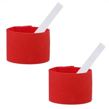 Imagem de ONLYKXY 2 braçadeiras de capitão 7 x 34 cm/2,75 x 13 polegadas ajustável líder braçadeira esportiva para futebol, basquete, vôlei, clube, competição, treinador, jogadores (vermelho)