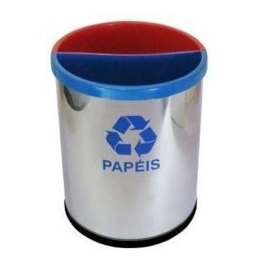 Imagem de Lixeira Mix Em Inox Polido Com 2 Divisões 25 Litros Mix2i - JSN, Cinza