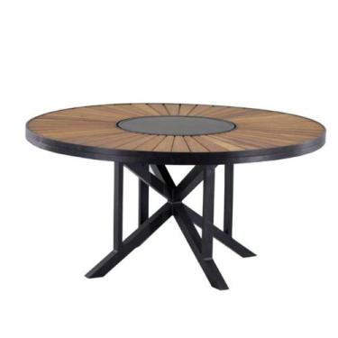 Imagem de Mesa Atenas Com Prato Giratório em Aluminio Trama Original, Preto