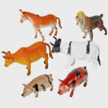 Imagem de Kit 6 Animal Borracha Fazenda  emborrachado. - fun game