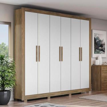Imagem de Guarda Roupa Kappesberg CB02M569 6 Portas 2 Gavetas, Nogueira/Branco