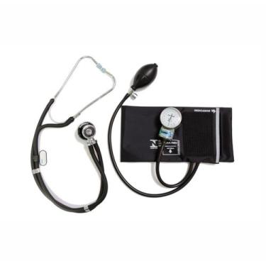 Imagem de Aparelho De Pressao Esfigmomanometro Com Estetoscopio Duplo Cor Preto 