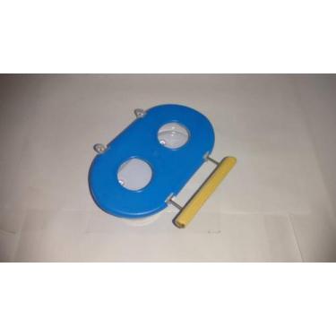 Imagem de Comedouro com Poleiro 2 Furos - Azul - Injetfour