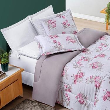 Imagem de Edredom avere Super King 03 peças Micropercal 200 Fios Floral - MORADA