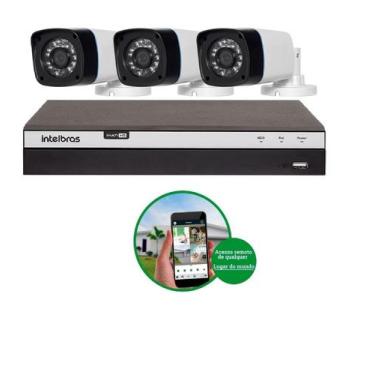 Imagem de Kit Cftv 3 cameras Hd 720P + Dvr intelbras Mhdx 3104 Full Hd