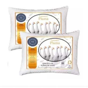 Imagem de Kit Travesseiro 2 Unidades Fibra de Pluma de Ganso Grande Luxo Importa