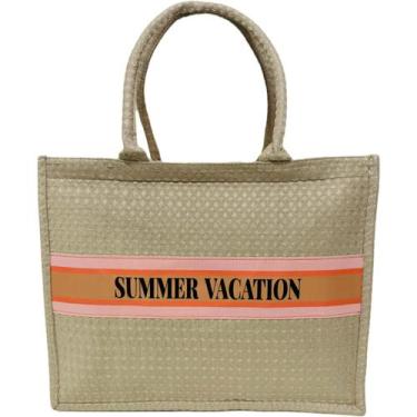 Imagem de Bolsa Tote Feminina Bege Verão Praia Férias Casual Viagem - Lis