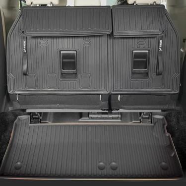 Imagem de Forro de carga original 2021-2024 Sienna e tapetes de encosto adequados para Toyota Sienna 7/8 assento (sem pneu sobressalente) - Tapete de porta-malas de ajuste personalizado e tapetes de encosto de
