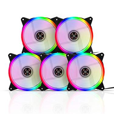 Imagem de Radiador de computador RGB Ventilador 12cm RGB Ventilador de resfriamento de gabinete Cooler Mute Ventilador de resfriamento com luz RGB colorida não ajustável 5 ventiladores