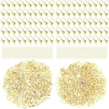 Imagem de Malahill Kit de achados de joias para fabricação de joias, 300 peças de anéis abertos e fechos de lagosta, qualidade comum A4