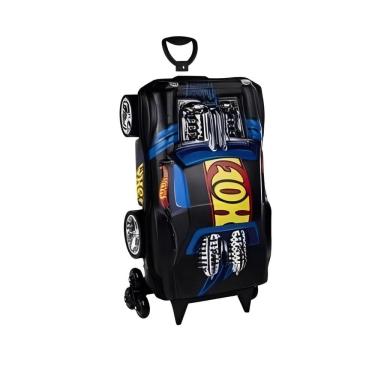Imagem de Mochila Com Carrinho 3d Hotwheels Night Shifter Preto Rodinha Tripla 2500CM20