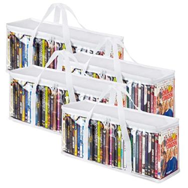 Imagem de Stock Your Home Sacos de armazenamento de DVD (conjunto de 4) bolsa organizadora de mídia para DVDs, CDs, discos Blu Ray, capas de filmes, caixa VHS, discos de videogame, suportes de plástico