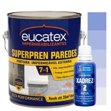 Imagem de Kit Tinta Super Pren Emborrachada Anti Mofo Branca 3,6Kg + Corante Col