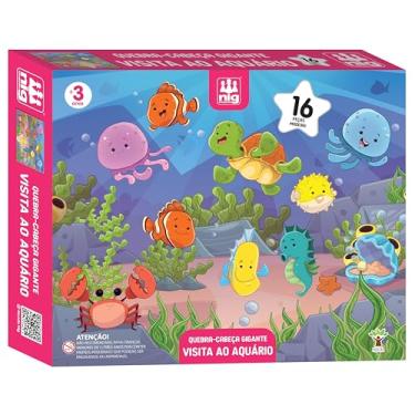 Imagem de Nig Brinquedos Quebra Cabeça Gigante Madeira Visita ao Aquário 16 Peças