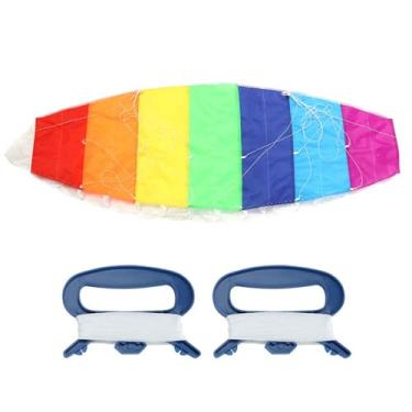 Imagem de MUNEFE Kite colorido, kite esportivo de linha dupla para manobras, kite com linha dupla de 30m para brinquedo de playground ao ar livre à beira-mar praia jardim