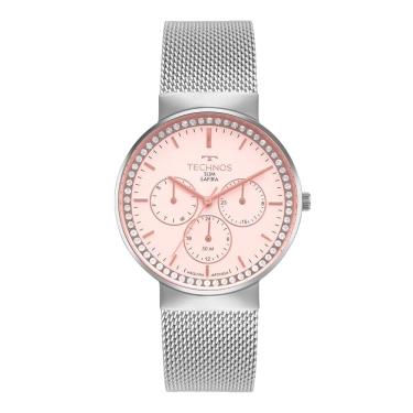 Imagem de Relógio TECHNOS feminino slim saphira prata rosa 6P29ALV/1J