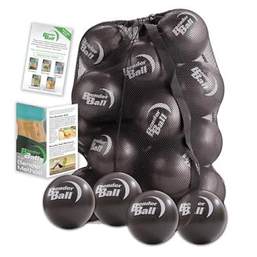 Imagem de Bender Ball Kit oficial do clube (conjunto de 25 pretos), bola de pilates macia original de 22 cm, bola de exercícios pequena para barra, ioga, estabilidade, núcleo abdominal, fisioterapia - bolsa de