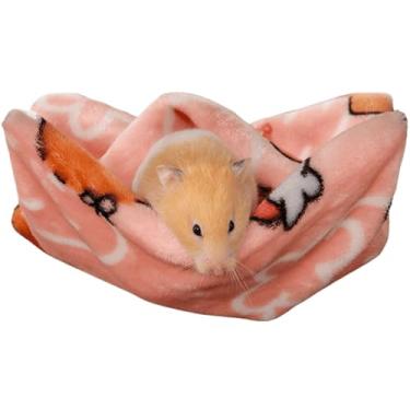 Imagem de Copfeu Rede de porquinho-da-índia ampliada, acessórios para gaiola de porquinho-da-índia rede macia para pendurar para animais pequenos que se escondem dormindo, ajustável (rosa, grande)