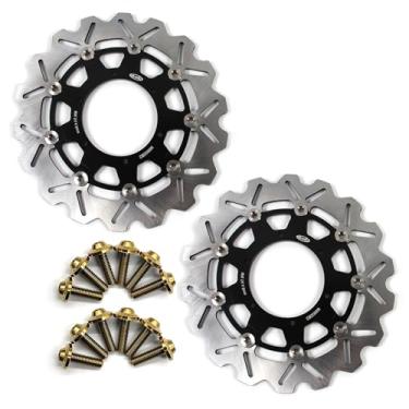 Imagem de Discos de freio dianteiros flutuantes com parafusos de montagem para BMW F700GS ABS 2013-2018, F800GS ABS 09-18, F800GS AVVENTURE ABS 13-18, acessórios de substituição de motocicleta pretos