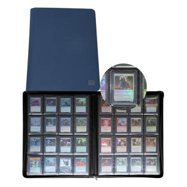 Imagem de Rieton Pasta toploader de 16 bolsos, comporta 640 top loaders, pasta toploader com capas para cartões toploaders 3'' x 4'' - azul