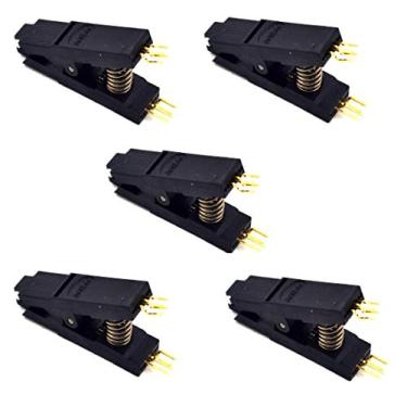Imagem de Chironal 5 peças BIOS SOP8 ângulo de dobra SOIC8 clipe de teste original dobrado passo 1,27 mm corpo universal clipe de programação EPROM adequado para linha Dupont (curva de 5 peças)