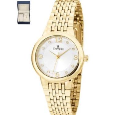 Imagem de Relógio Champion Feminino Dourado  Fundo Branco  + Semi Joia QTZ-Unissex