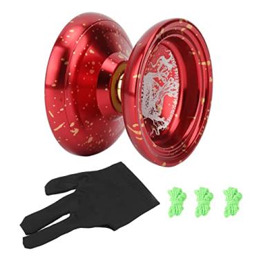 Imagem de Ioiô Sem Resposta, Bola de ioiô de Liga de Alumínio Com Cordões de Luva para Crianças Iniciantes (Vermelho Dourado)