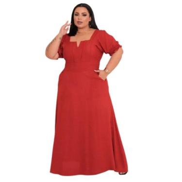 Imagem de Vestido Longo Feminino Plus Size Moda Evangélica - verde menta terraco