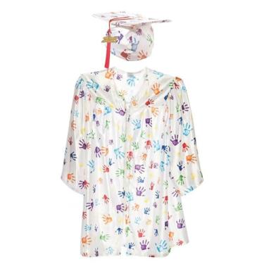 Imagem de Happy Graduates, Conjunto de Formatura de Tamanho Médio com Impressões de Mãos, Educação Infantil, Vestido de Formatura de Jardim de Infância, Para Crianças e Formaturas Pré-Escolares