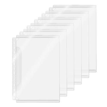 Imagem de Mogoostry Protetores de lençol B5 com 17 furos para fichário com aba lateral, inserções de folhas soltas, sacos de arquivamento para fichário de 9 e 26 anéis