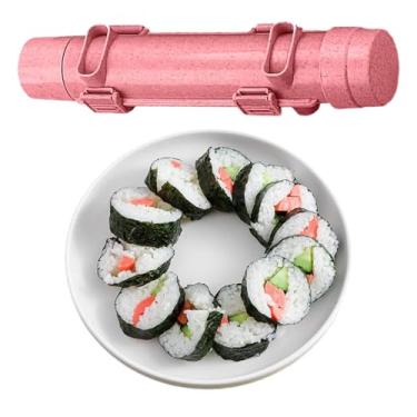 Imagem de Kit de fabricação de moldes de rolo de sushi de sushi rosa para iniciantes Máquina de rolo de arroz para sushi de plástico de grau alimentício ferramentas para fazer sushi molde de sushi fácil de