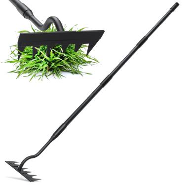 Imagem de LLARGUEST Ferramenta extrator de ervas daninhas, ferramentas de ancinho de jardim com alça longa removível, ferramenta manual de jardinagem de 142 cm para gramado, quintal, proporção e quintal (6
