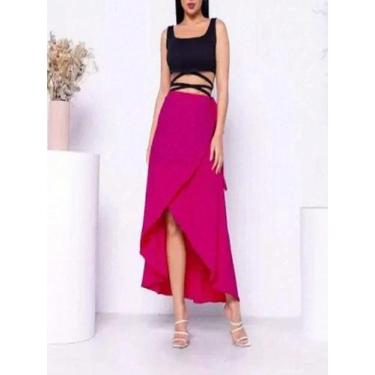 Imagem de Saia envelope viscolinho com forro - NoBrand, Pink, 38