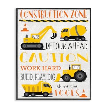 Imagem de Stupell Industries Construction Zone Ahead Arte giclée emoldurada preta, design por Elizabeth Tyndall, 28 x 35 cm