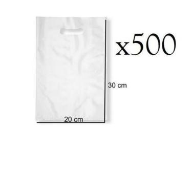 Imagem de Sacola Plástica 20X30 Branca Alça Boca De Palhaço- Kit 500Un - Lynx Pr