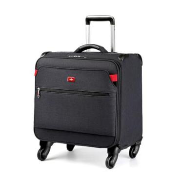Imagem de Mala De Bordo Alto Padrão Swiss Executiva Rodas 360° Avião Viagem Premium Masculina Feminina 46x42x26cm (Preto)
