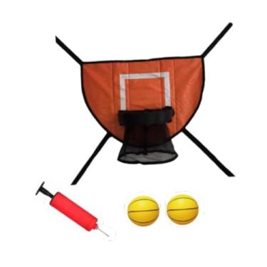 Imagem de menolana Mini trampolim, cesta de basquete, gol de basquete, aro destacável para enterradas seguras, acessório de trampolim de fácil instalação para todas as, Laranja