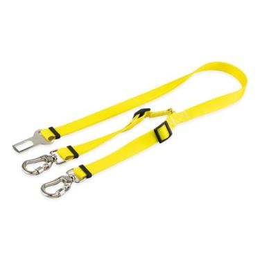Imagem de Basic Pet Cinto De Segurança Pet Duplo Universal Cachorro Gato Cães Gatos Carro Coleira Adaptador Ajustável (Amarelo)