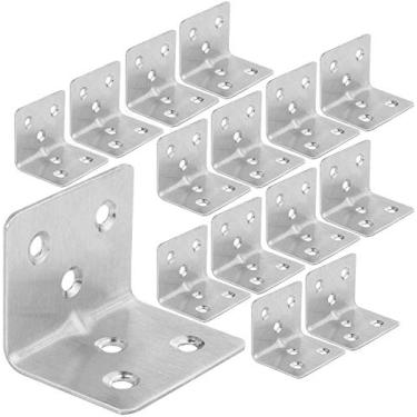 Imagem de Suporte de canto Slike, suporte de aço inoxidável resistente em L para móveis, junta de aço de canto para suporte de prateleira de ângulo direito canto para prateleiras, móveis e armários, extremidade redonda, 1.2x1.2INCH-64PCS